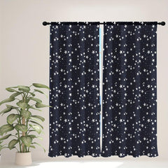2pcs Stars Space Rocket Spaceship Printed Curtains For Bedroom