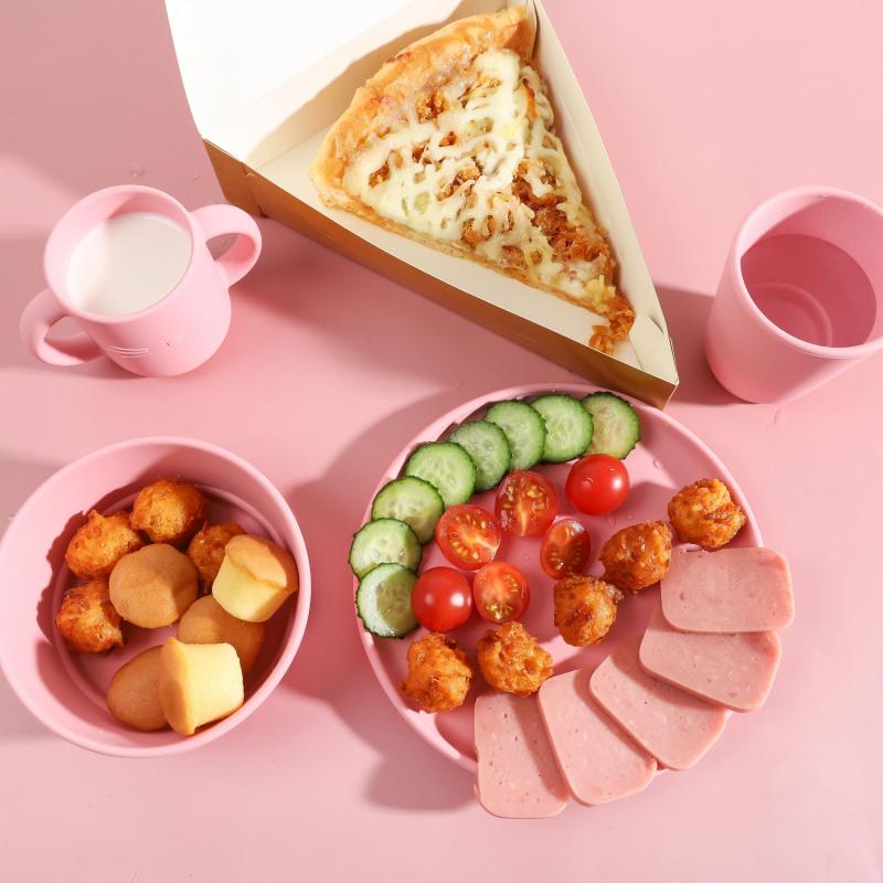 Baby Silicone Cutlery Set 4pcs Suction Cup Bowl