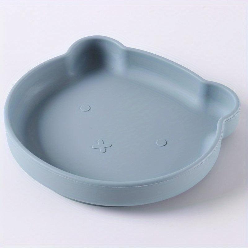 Children's Silicone Dinner Plate Cat Face Cartoon Tray with Suction Cups