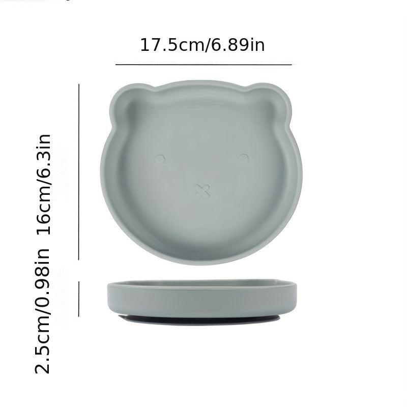 Children's Silicone Dinner Plate Cat Face Cartoon Tray with Suction Cups
