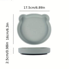 Children's Silicone Dinner Plate Cat Face Cartoon Tray with Suction Cups