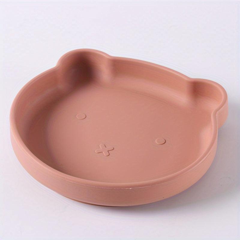 Children's Silicone Dinner Plate Cat Face Cartoon Tray with Suction Cups