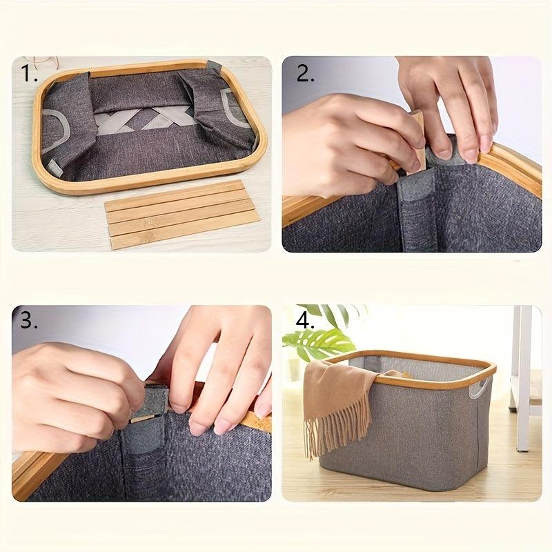 Foldable Laundry Basket Storage Rack Dirty Clothes Basket Gray