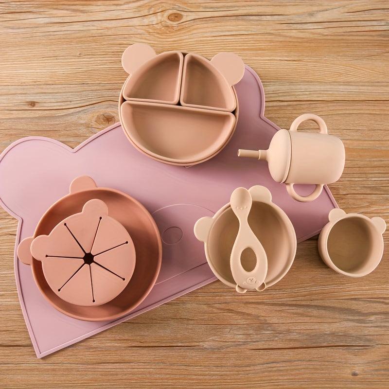 Silicone Tableware Set for Kids - Dinner Plate Divider and Baby Dinner Plate