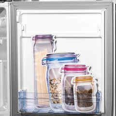 Reusable Mason Jar Bottle Bag Nut Cracker Snack Zipper Sealed Food Storage Bag