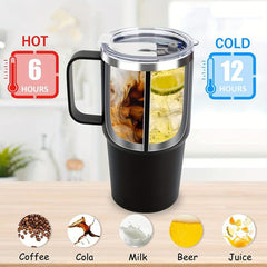 Stainless Steel Vacuum Flask - Insulated Cup with Handle and Straw