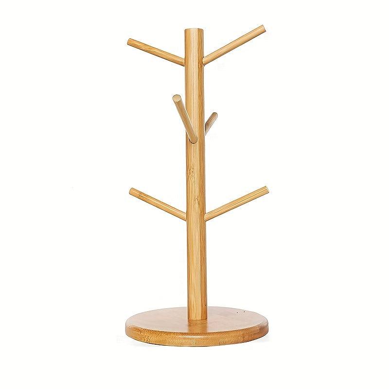 Bamboo Mug Holder Tree Coffee Cup and Tea Cup Organizer with 6 Hooks