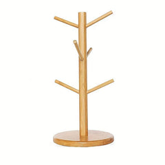 Bamboo Mug Holder Tree Coffee Cup and Tea Cup Organizer with 6 Hooks