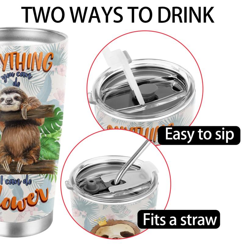 Sloth Tumbler With Straw: I Can Do Slower Sloth