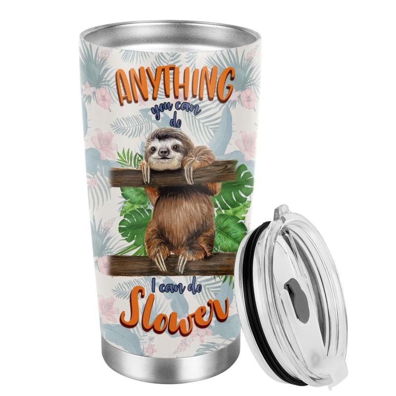 Sloth Tumbler With Straw: I Can Do Slower Sloth