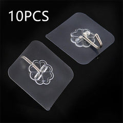 10pcs Plastic Transparent Sticky Hook No Punching Magic Hook