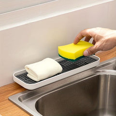 Kitchen Storage Drain Tray Dish Drying Rack Sponge Holder Countertop Organizer