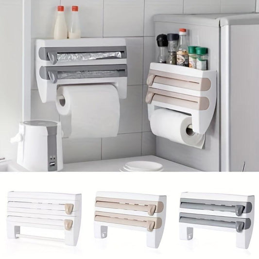 3-in-1 Kitchen Roll Dispenser with Cutter for Smooth Cutting Edges