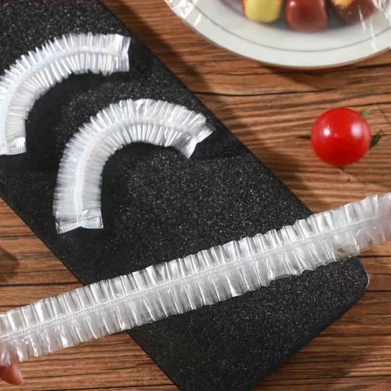 100pcs Plastic Wrap Covers with Elastic Mouth - Dustproof Insect Resistant
