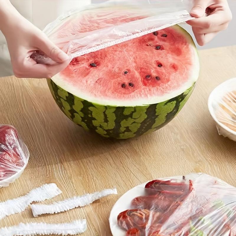 100pcs Plastic Wrap Covers with Elastic Mouth - Dustproof Insect Resistant