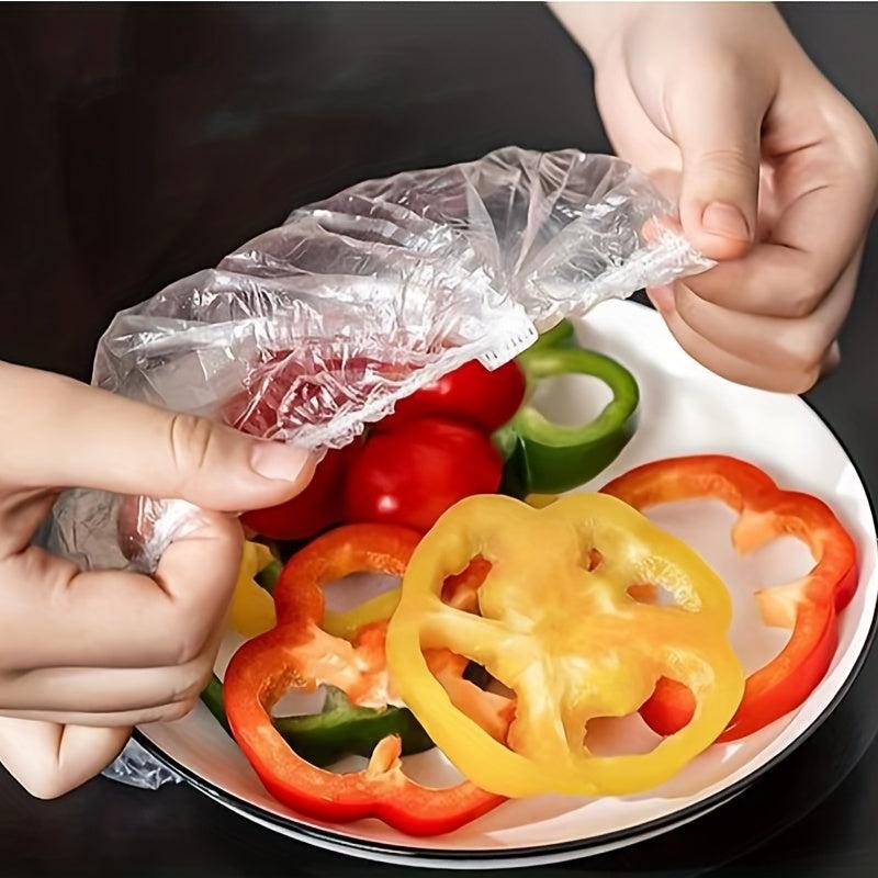 100pcs Plastic Wrap Covers with Elastic Mouth - Dustproof Insect Resistant