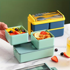 1pc Lunch Box 2 3 Grids Square Divided Bento Box Leakproof Container