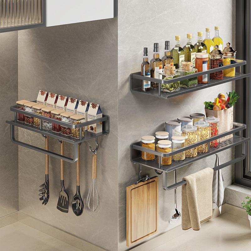 Gray Spice Rack Organizer Wall Mount - 15 Hanging Seasoning Organizer Shelf