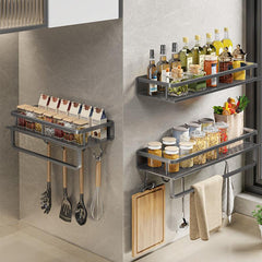 Gray Spice Rack Organizer Wall Mount - 15 Hanging Seasoning Organizer Shelf