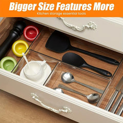 13 Pcs Utensil Desk Drawer Organizers Clear Plastic Storage Bins Tray Dividers