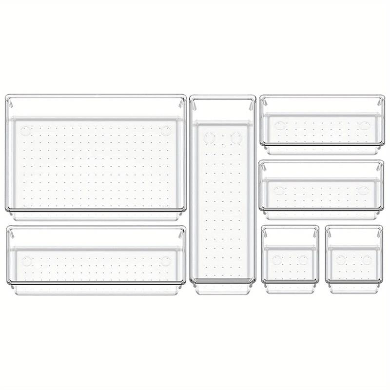 13 Pcs Utensil Desk Drawer Organizers Clear Plastic Storage Bins Tray Dividers
