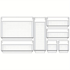 13 Pcs Utensil Desk Drawer Organizers Clear Plastic Storage Bins Tray Dividers