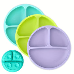 Set of 3 Silicone Toddler Plates with Suction
