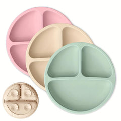 Set of 3 Silicone Toddler Plates with Suction