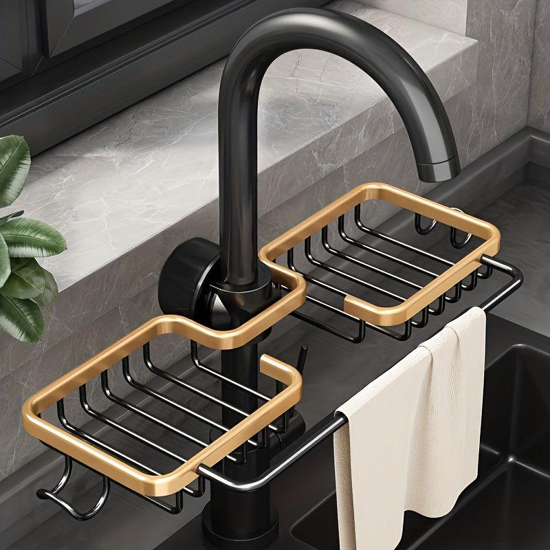 Sponge Rack Drain Rack Aluminum Kitchen Sink Storage Hanging Basket