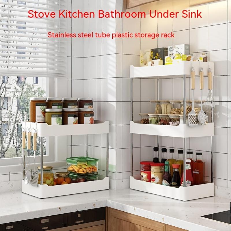 Stainless Steel & Plastic Storage Rack for Organizing Kitchen