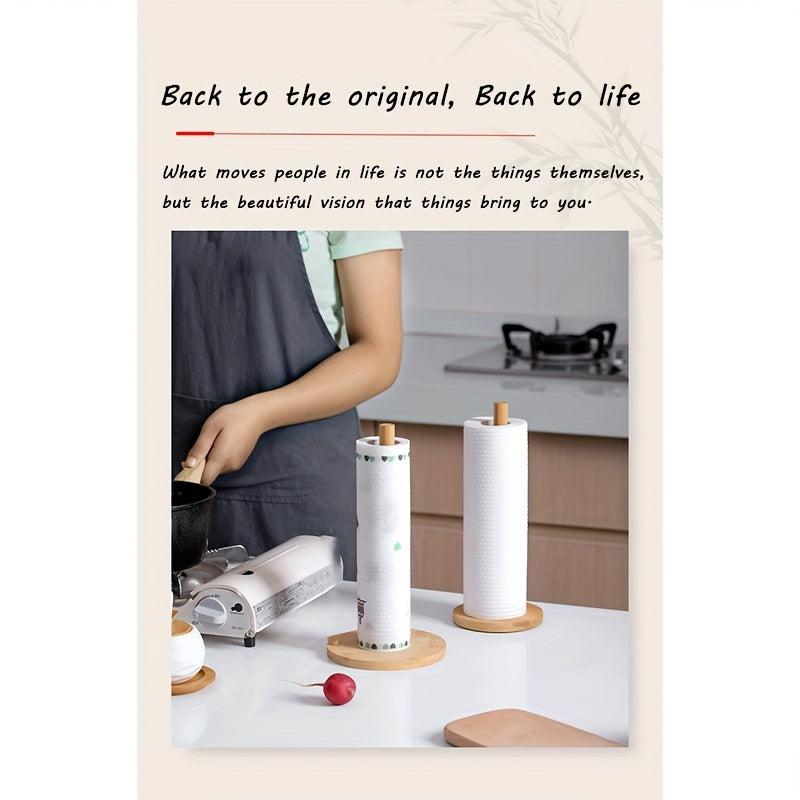Wooden Paper Towel Holder Stand Tissue Organizer Roll Dispenser