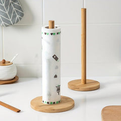 Wooden Paper Towel Holder Stand Tissue Organizer Roll Dispenser