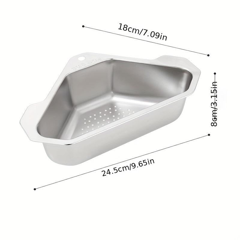 1pc Triangle Drain Basket Stainless Steel Sink Filter Kitchen Accessories