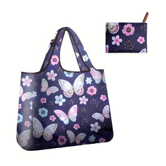 Butterfly Print Shoulder Tote Bag Washable Reusable Shopping Bag