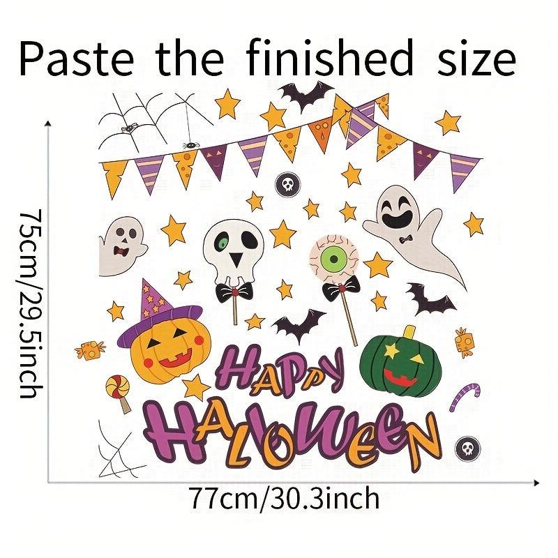 2pcs Halloween Wall Stickers Pumpkin Bunting Skull Window Film