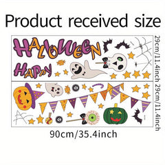 2pcs Halloween Wall Stickers Pumpkin Bunting Skull Window Film