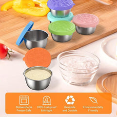 Leakproof Stainless Salad Dressing Containers w/ Silicone Lids - Reusable