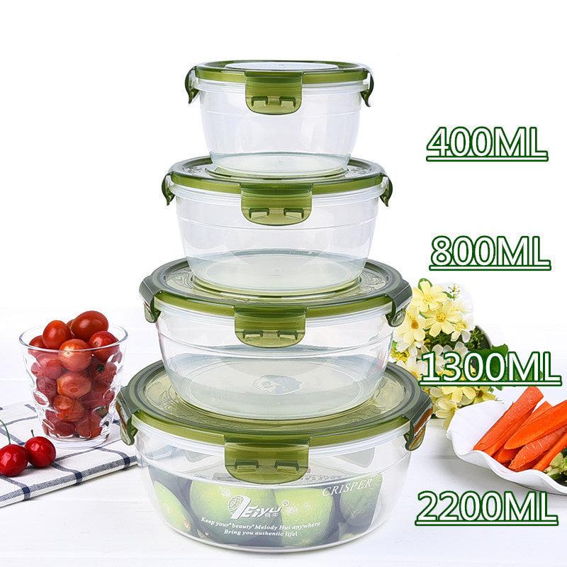 4pcs Leakproof Storage Box Set 2200ML 1300ML 800ML 400ML Green Red