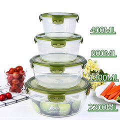 4pcs Leakproof Storage Box Set 2200ML 1300ML 800ML 400ML Green Red