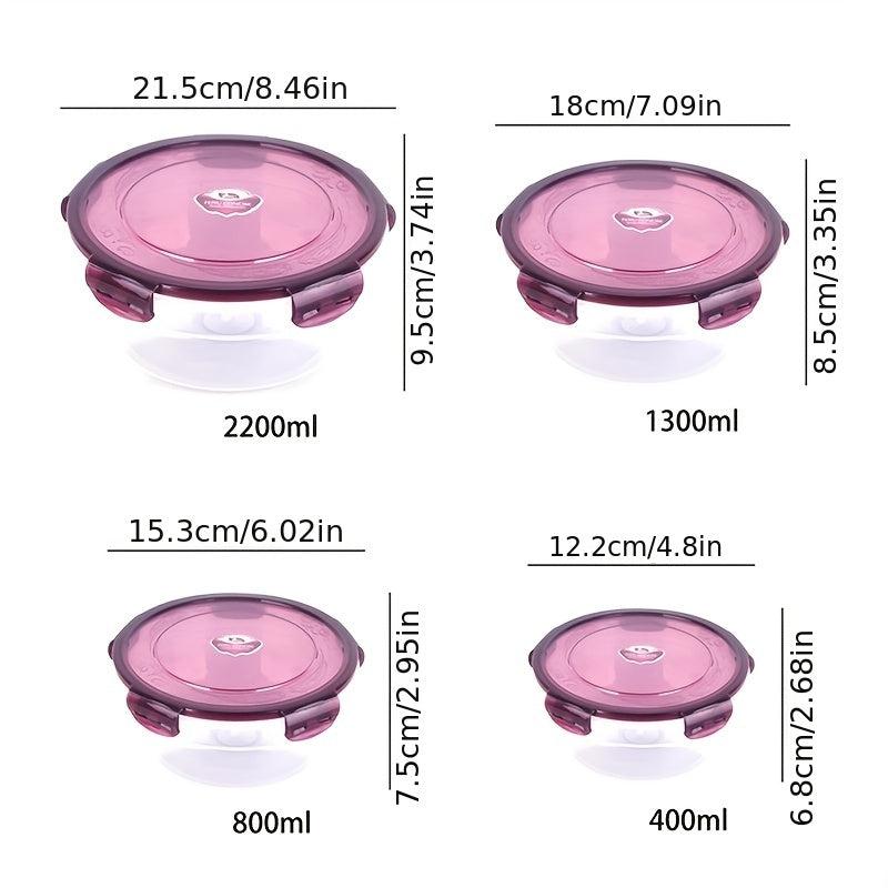 4pcs Leakproof Storage Box Set 2200ML 1300ML 800ML 400ML Green Red