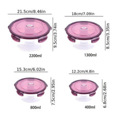 4pcs Leakproof Storage Box Set 2200ML 1300ML 800ML 400ML Green Red