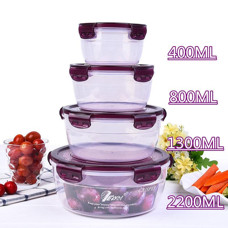 4pcs Leakproof Storage Box Set 2200ML 1300ML 800ML 400ML Green Red