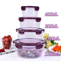 4pcs Leakproof Storage Box Set 2200ML 1300ML 800ML 400ML Green Red