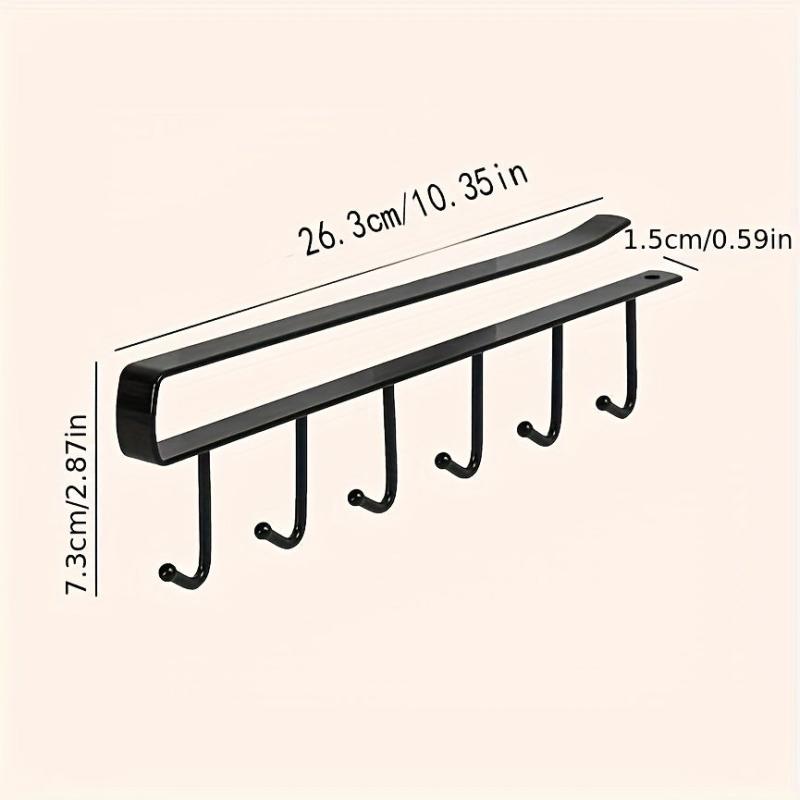 6-Hook Under Cabinet Storage Rack for Coffee Cups/Kitchen Accessories