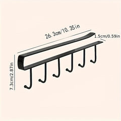6-Hook Under Cabinet Storage Rack for Coffee Cups/Kitchen Accessories