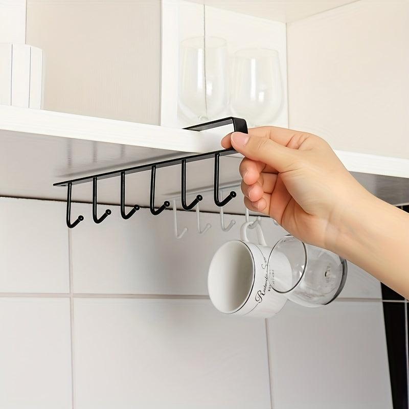 6-Hook Under Cabinet Storage Rack for Coffee Cups/Kitchen Accessories