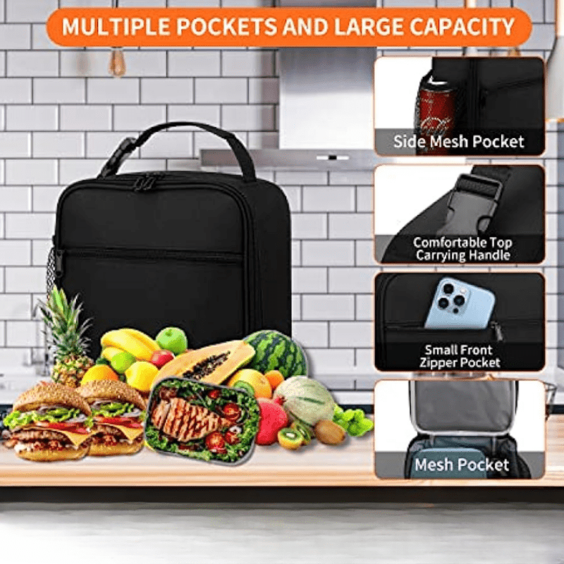 Reusable Insulated Lunch Box Bag for Men Women | Small Canvas Lunch Container
