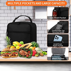 Reusable Insulated Lunch Box Bag for Men Women | Small Canvas Lunch Container