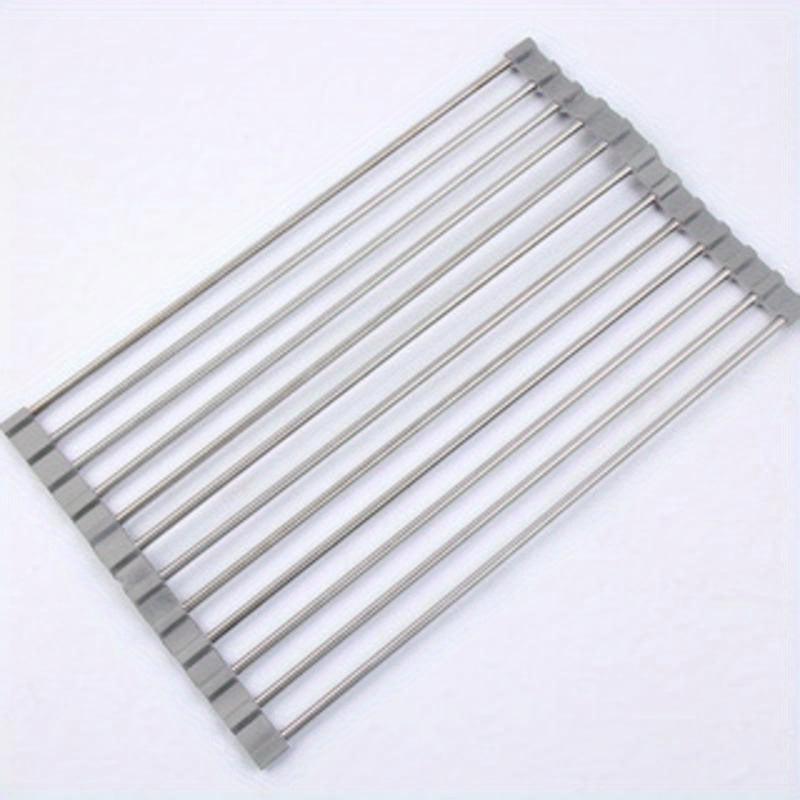 Stainless Steel Roll Up Dish Drying Rack Sink Drainer Foldable Kitchen Accessory