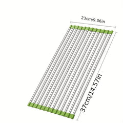 Stainless Steel Roll Up Dish Drying Rack Sink Drainer Foldable Kitchen Accessory